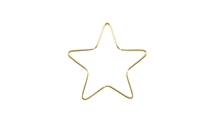 Golden star frame isolated PNG on transparent background, elegant Christmas decoration element for graphic design and festive projects