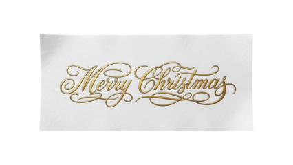 Elegant golden Merry Christmas lettering isolated PNG, festive holiday greeting for cards and banners on transparent background