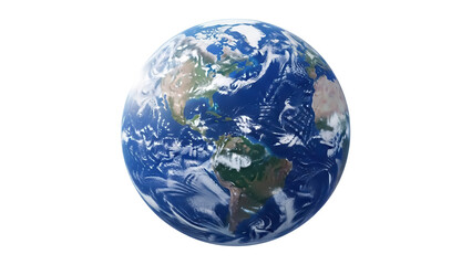 Realistic Earth globe PNG isolated on transparent background, planet with detailed continents and...