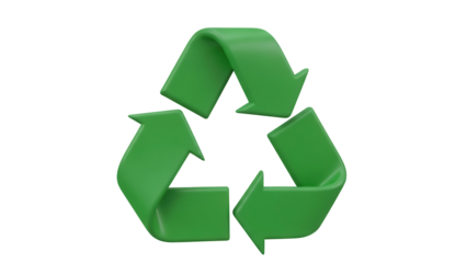 Green recycling symbol PNG isolated on transparent background, eco-friendly concept for environmental awareness and sustainability projects