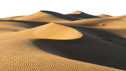 Sand dunes in desert landscape PNG, isolated arid climate scenery on transparent background, nature travel destination