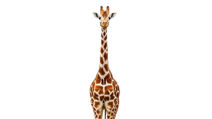 Giraffe PNG isolated on transparent background, tall African mammal with brown spots for wildlife and educational resources © Maria