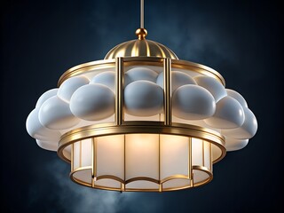 Elegant gold and frosted glass hanging light fixture with soft glow