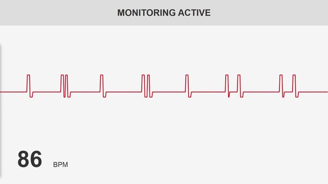 Flat emergency monitor with critical pulse drop animation