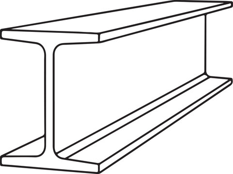 I-beam structural steel girder profile line icon.
