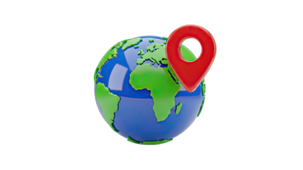 3D Globe with Red Location Pin