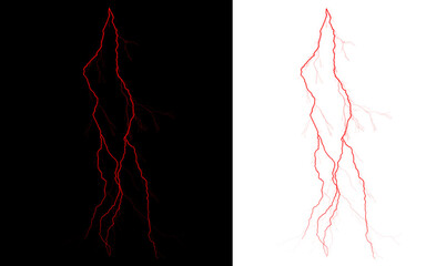 Red lightning bolt abstract symbol on black and white background