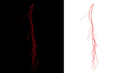Red lightning bolt graphic illustration on dark and light background