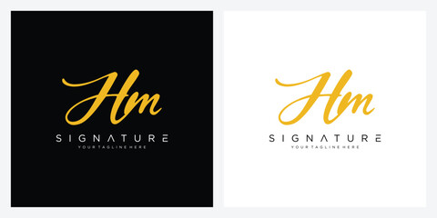 HM Initial Handwriting logo template vector