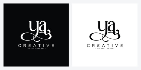 Luxury YA or AY Initial Monogram Text Letter Logo Design