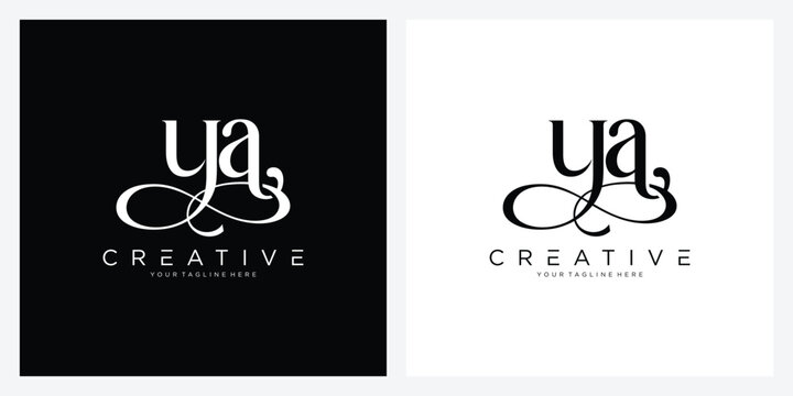 Luxury YA or AY Initial Monogram Text Letter Logo Design
