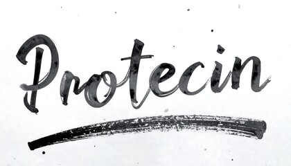 Protecin Handwritten Word Art with Brushstroke Underline on White.