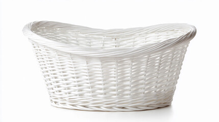Obraz premium White wicker basket for storage and decoration in various settings