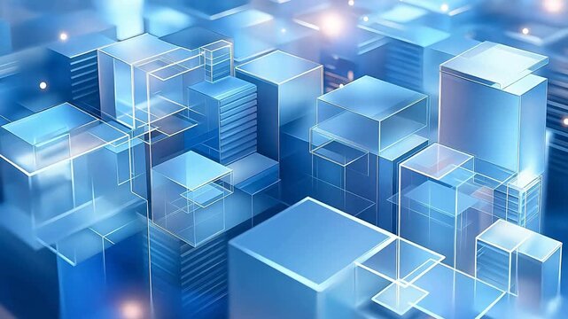 Blue abstract cubes in digital space