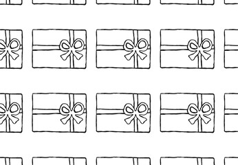 gift boxes with bow pattern - hand-drawn doodle style