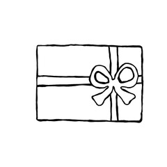 gift box with bow - hand-drawn doodle style
