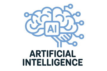 artificial intelligence ai brain circuit vector logo illustration machine learning neural network data science concept digital mind technology futuristic design.
