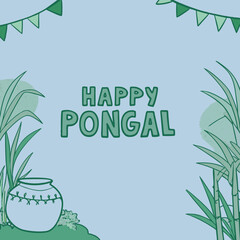 Happy Pongal Festival Greeting Text Vector