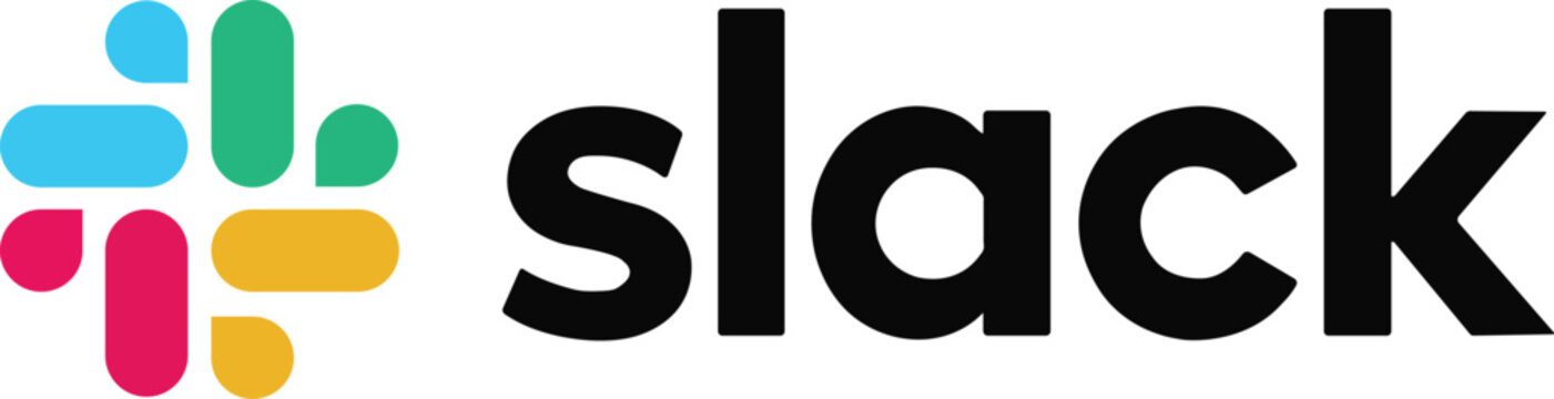 Slack Official Logo and Wordmark Vector with Colorful Hashtag Icon Isolated on White Background
