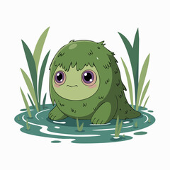 Swamp creature 2D vector illustration character
