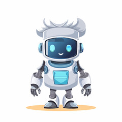 Obraz premium Chef robot 2D vector illustration character