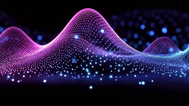 Abstract wave of glowing dots