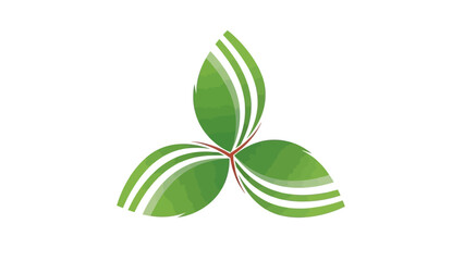 A stylized green leaf logo with white stripes on a clean white background