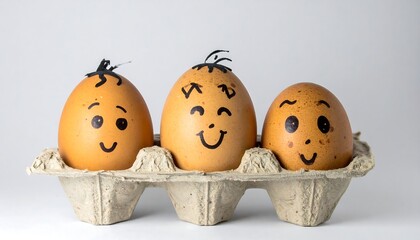 Whimsical Egg Faces - A Playful Easter Celebration in a Carton.