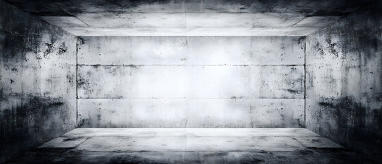 Concrete background wall ceiling floor panorama empty room grunge texture urban abstract industrial interior perspective dramatic light
