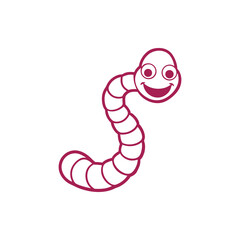 Fototapeta premium A simple cartoon illustration of a happy, smiling earthworm with large eyes.
