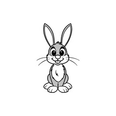 Obraz premium A cute cartoon rabbit with big eyes and long ears, sitting and smiling.