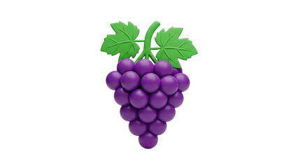 Fototapeta premium 3D Render of a Purple Grape Cluster with Green Leaves