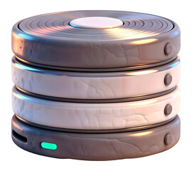 Database stack 3D illustration, isolated on transparent background, png