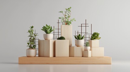 DIY plant stand building with simple wooden pieces and screws, modern Scandinavian interior decor