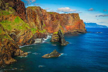 Beautiful rocky seaside scenery on the Sao Lourenco peninsula, Madeira