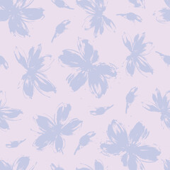 Brush flower vector seamless pattern. Hand drawn botanical ink illustration with floral motif. Camomile or daisy painted by brush. Hand drawn painting for your fabric, wrapping paper, wallpaper design