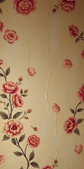 A faded, sepia-toned floral wallpaper with subtle peeling paint texture,  vintage,  home