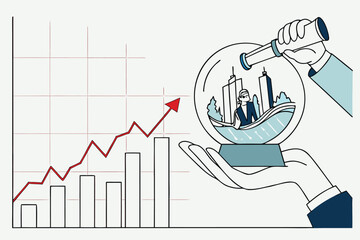 business man drawing graph