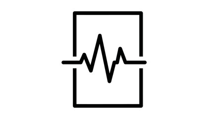 Heartbeat pulse line icon inside a rectangular frame isolated on white.