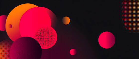Abstract background circle gradient modern panorama digital art vibrant sphere red orange dark minimal dot pattern geometric design