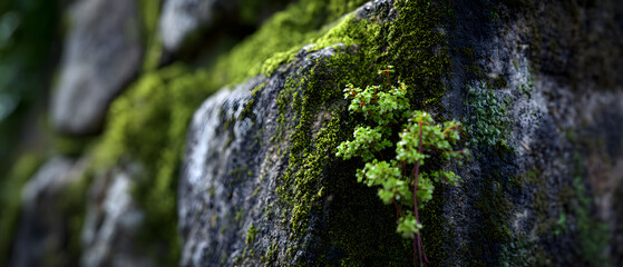 Moss stone texture background organic growth nature wall green detail Moss stone texture background with organic growth nature wall green detail captured moody light, subtle focus and soft blur