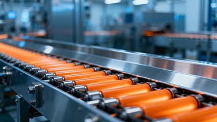 Industrial conveyor belt in factory