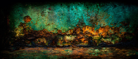 Rust texture background grunge decay metal corrosion abstract panorama colorful rusty metal texture background panorama with dramatic decay pattern and grunge abstract detail mood