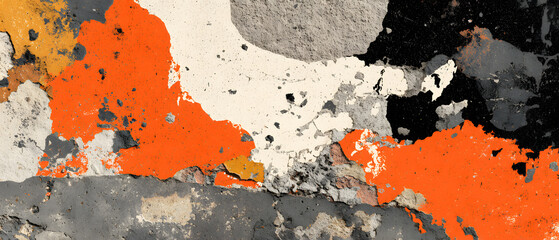 Abstract wall texture grunge background orange paint panorama urban decay detail closeup rough concrete surface art expression