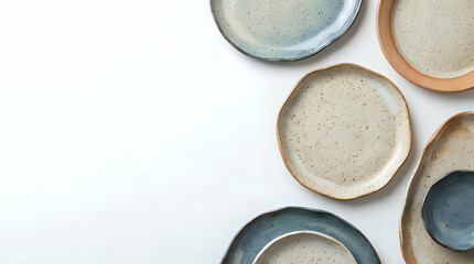 Artistic ceramic plates in modern colors arrangement