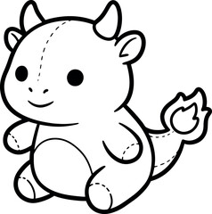 Fototapeta premium Cute Cartoon Baby Dinosaur Sitting on White Background