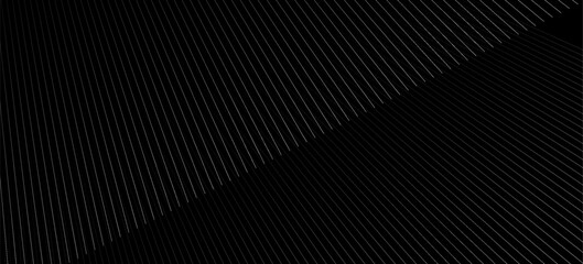 Fototapeta premium Modern abstract background featuring thin white lines forming a dynamic wave pattern on a black background. Minimalist geometric design suitable for technology, digital art, motion graphics, wallpaper
