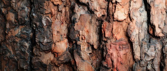 Rough bark tree trunk brown wood natural texture forest background closeup detail rough surface cracked bark nature pattern rustic bark background panorama with rough tree trunk texture