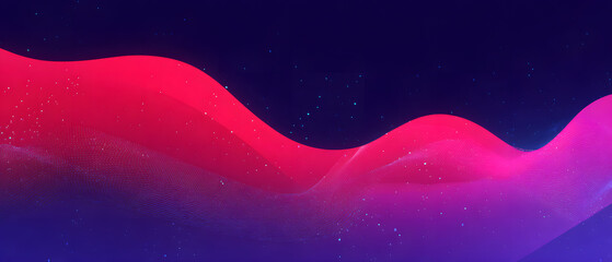 Abstract wave background panorama glowing neon gradient red pink purple curve line flow digital art energy futuristic minimal star particle night