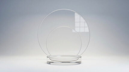 Blank Circular Acrylic Award Plaque Mockup on Studio Background